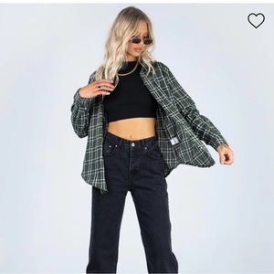 Princess Polly Nora Shirt Forest Green Flannel